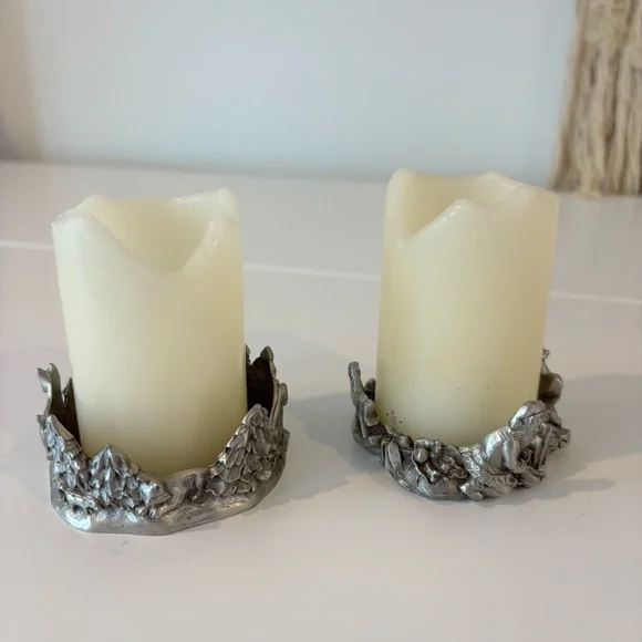 Vintage pewter holiday themed candle holder SET by Seagull Canada 1994 - Picture 14 of 14